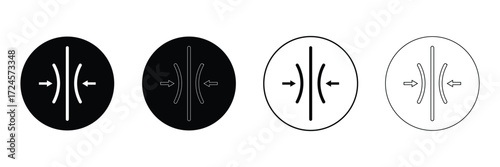 Compress icon set. pressure suspension bounce vector symbol. push shrink sign. flexible elastic symbol. reduce shock icon in black filled and outlined.  isolated on white and black background. EPS 10 