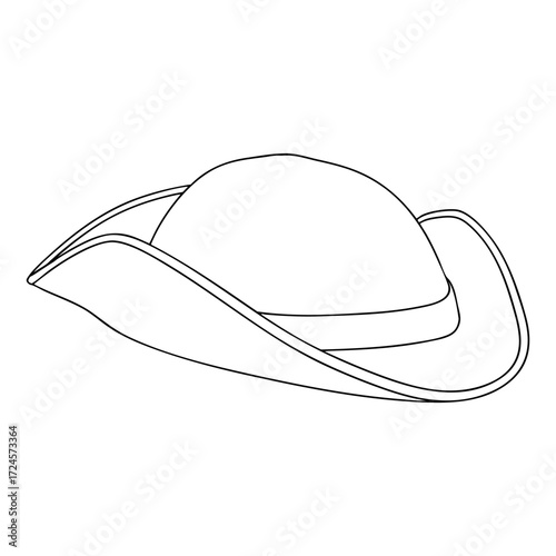 Outline for Coloring of Triangle Pirate Hat. Vector Illustration.