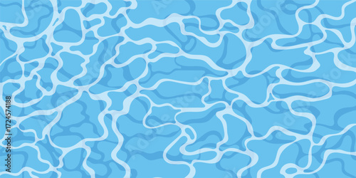 Blue ocean wave. Rippled water surface with sunlight reflecting. Top view. Beach, Ocean clean and deep water. Vector illustration