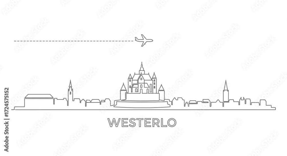 Fototapeta premium Westerlo Skyline with Belgium Plane Travel.