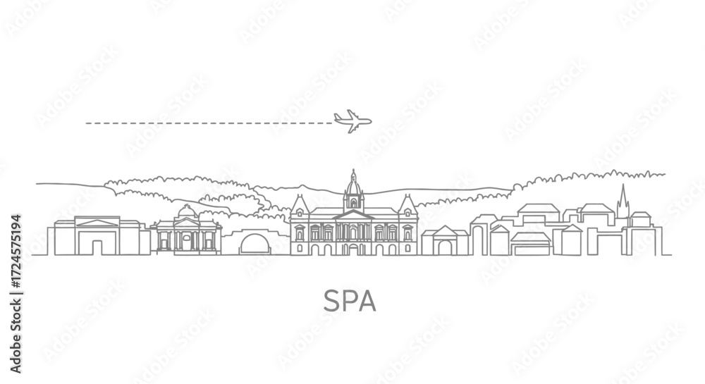 Fototapeta premium Spa Skyline with Belgium, and minimal vector.