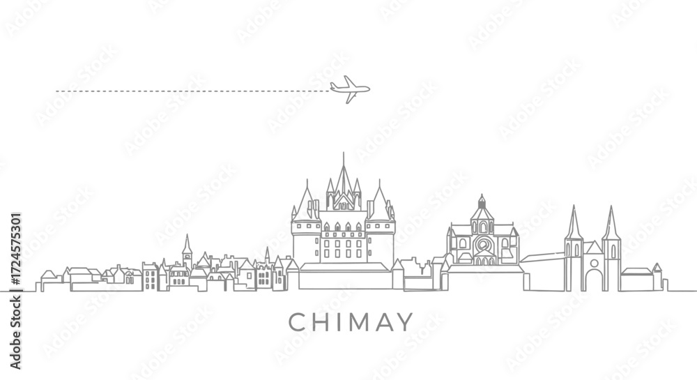 Fototapeta premium Chimay Skyline with Belgium Vector, and Minimal.