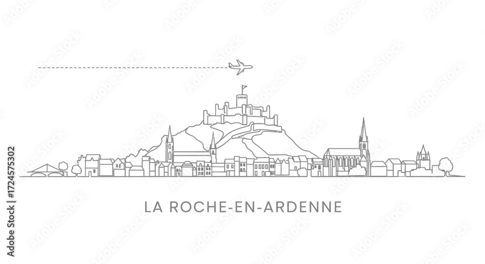 Obraz premium La RocheenArdenne with vector skyline.