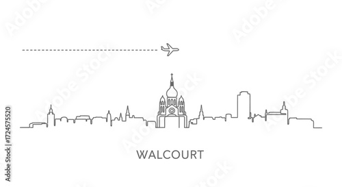 Walcourt City Skyline Minimal Travel.
