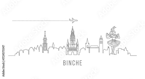 Binche Skyline Travel Outline Minimal.