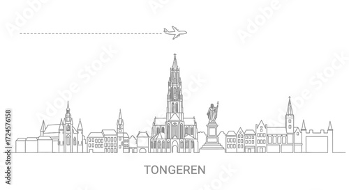 Tongeren Skyline Line Art Belgium.