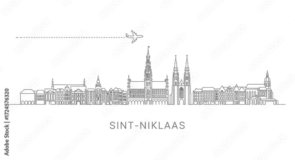 Naklejka premium SintNiklaas Skyline Vector Plane.