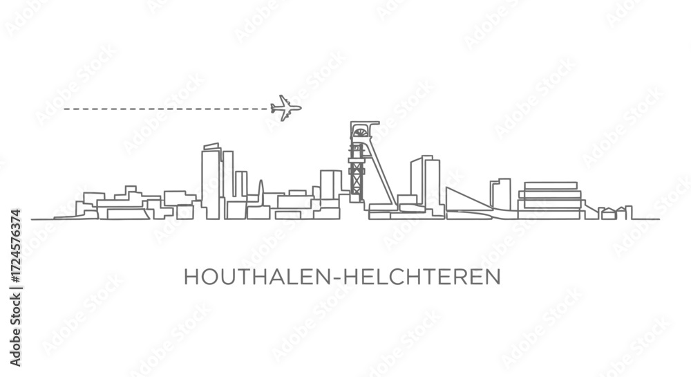 Fototapeta premium HouthalenHelchteren skyline vector illustration.