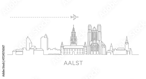 Aalst with Belgium Skyline, Airplane, and Minimal.