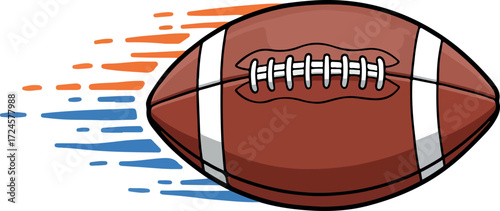 American football in motion with speed lines illustration.