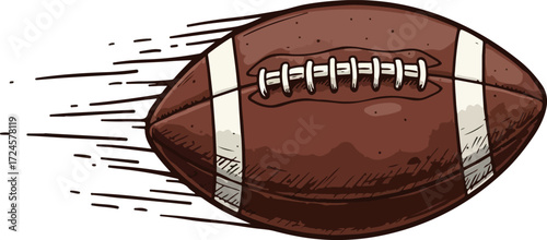 American football in motion with speed lines illustration 1.