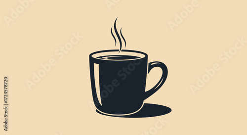 Coffee Cup Silhouette Simple Vector Illustration of a Steaming Beverage