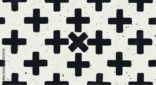 Black plus signs pattern on a light background abstract design.