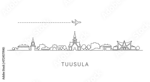 Tuusula Finland Skyline with Airplane Icon