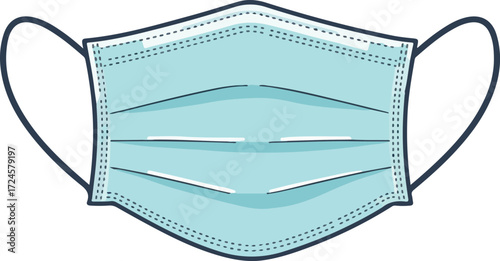 Blue surgical mask for protection against viruses and bacteria in public.