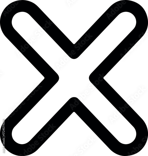 Bold black X symbol representing cancellation or error on white background.