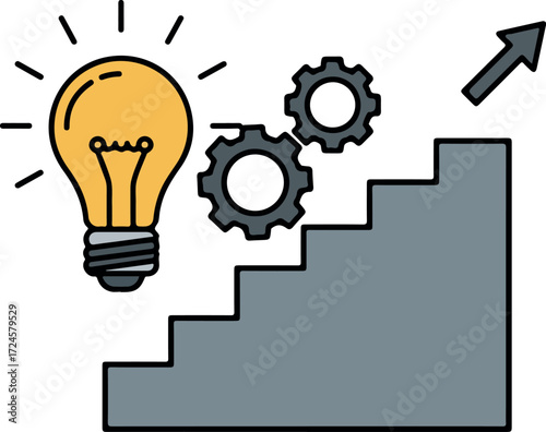 Bright idea and progress concept showing innovation and development.