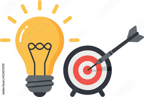 Bright idea hitting the target with focused accuracy and precision.