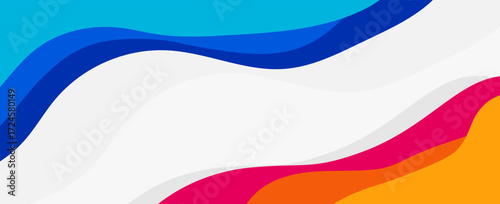 Simple blue and orange geometric business banner design. creative banner design with wave shapes and lines on white background for template.