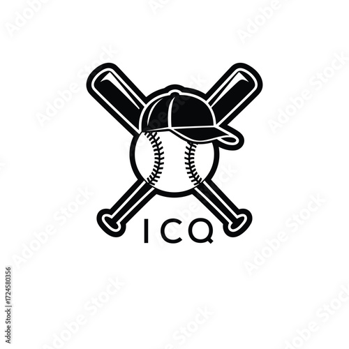 ICQ Modern Sports Company logo. ICQ Baseball Company design for entrepreneur and business. ICQ Team Branding best icon. 
