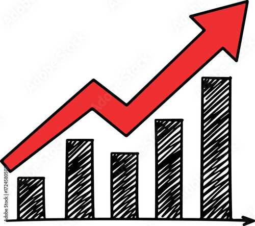 Business growth chart with upward trend and increasing financial success.