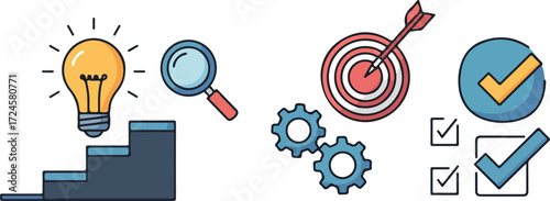 Business strategy and planning with idea generation and goal achievement.