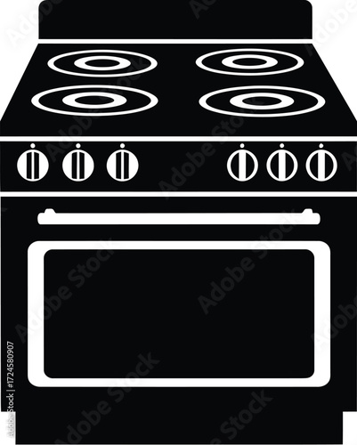 Black electric range, a kitchen appliance for cooking and baking needs