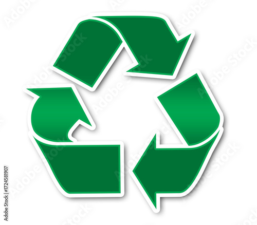 Green recycle symbol with three arrows, eco friendly icon for sustainability, waste management, renewable energy, zero waste, clean3environment, nature conservation, and ecological protection concept