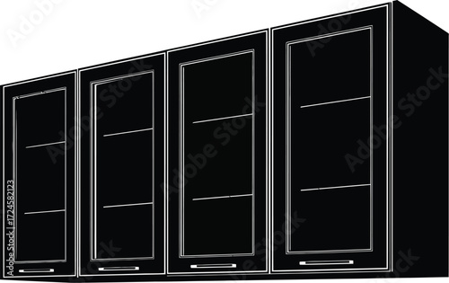 Elegant dark kitchen cabinets, modern storage solution, interior design