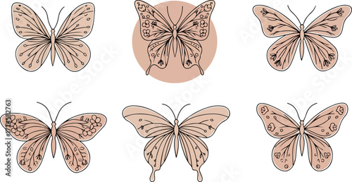 Butterflies in flight delicate wings and intricate patterns in a beautiful display.