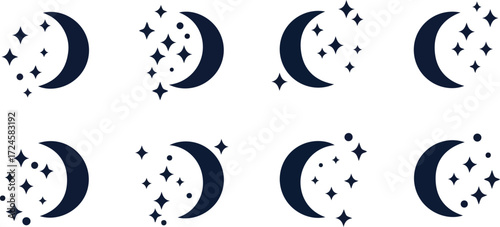 Celestial Moon and Starry Night Sky Design.