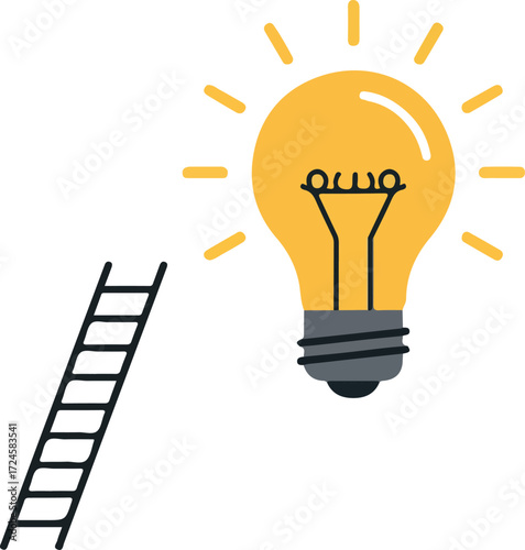 Climbing the ladder to reach the bright idea and innovation.