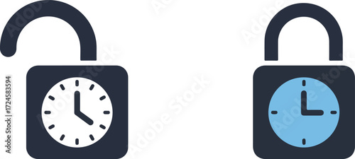 Clock lock icons representing time management and security concepts.