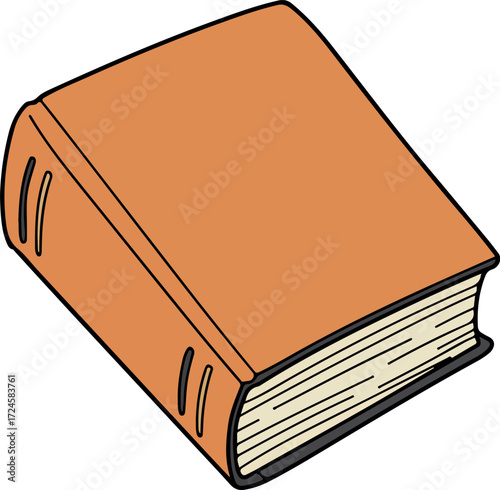 Closed brown book with pages ready for reading and learning.