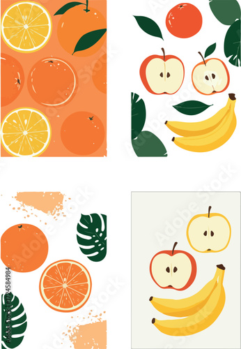 Colorful fruit arrangement featuring oranges apples and bananas.