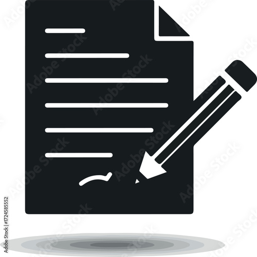 Contract document with pencil signing agreement and legal paperwork.