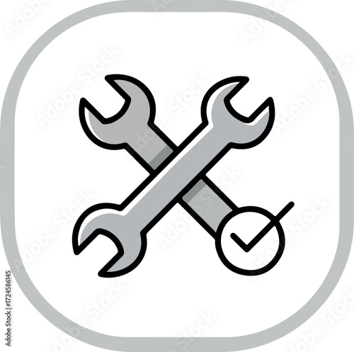 Crossed wrenches with a checkmark indicating successful repair or maintenance.