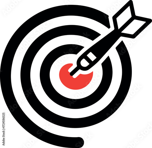 Dart hits the bullseye representing success and achievement in business.