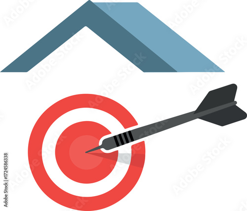 Dart hits the bullseye representing achieving goals and targets.