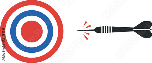 Dartboard and dart aiming for the center precision and accuracy.