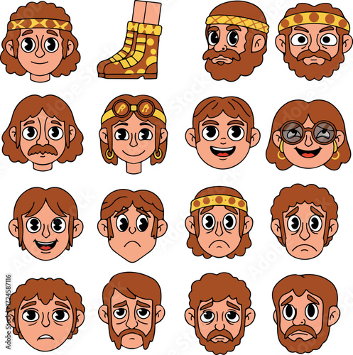 Diverse collection of cartoon faces showcasing various emotions and expressions in a vibrant display.