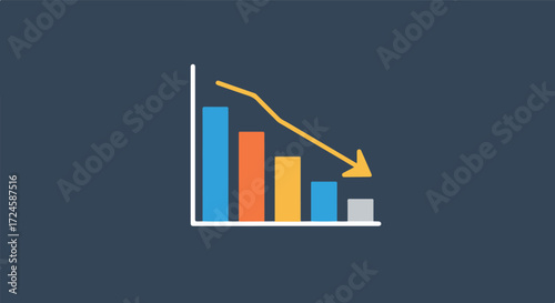 Downward trend graph illustrating financial decline and economic downturn.