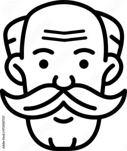 Elderly gentleman with a distinguished mustache and expressive eyes.