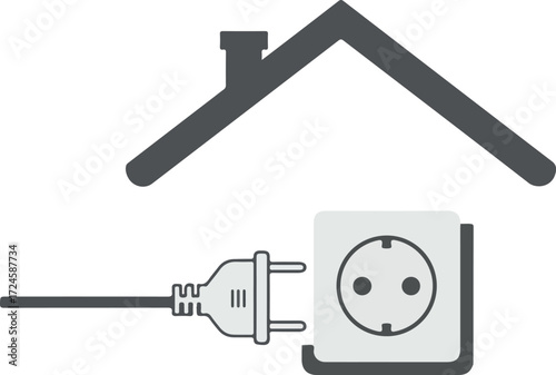Electrical outlet and plug representing home energy consumption and power.