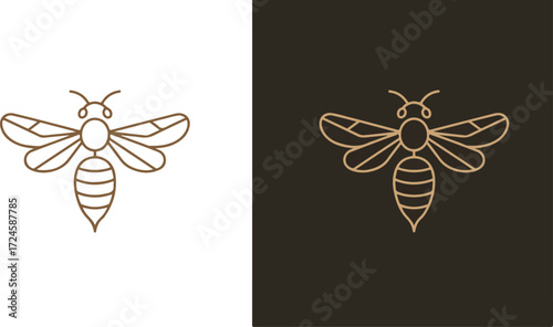 Elegant bee logo design with symmetrical wings and body details.