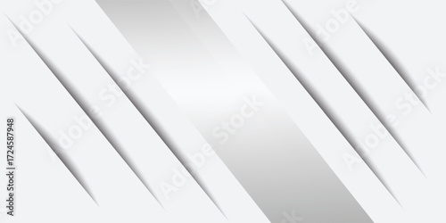 Amazing premium background. Elegant gray white diagonal lines with smooth soft shadow. Light silver grey  luxury business banner modern style