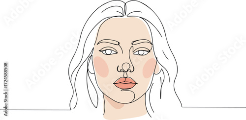 Elegant face art minimalist line drawing woman portrait beauty illustration.