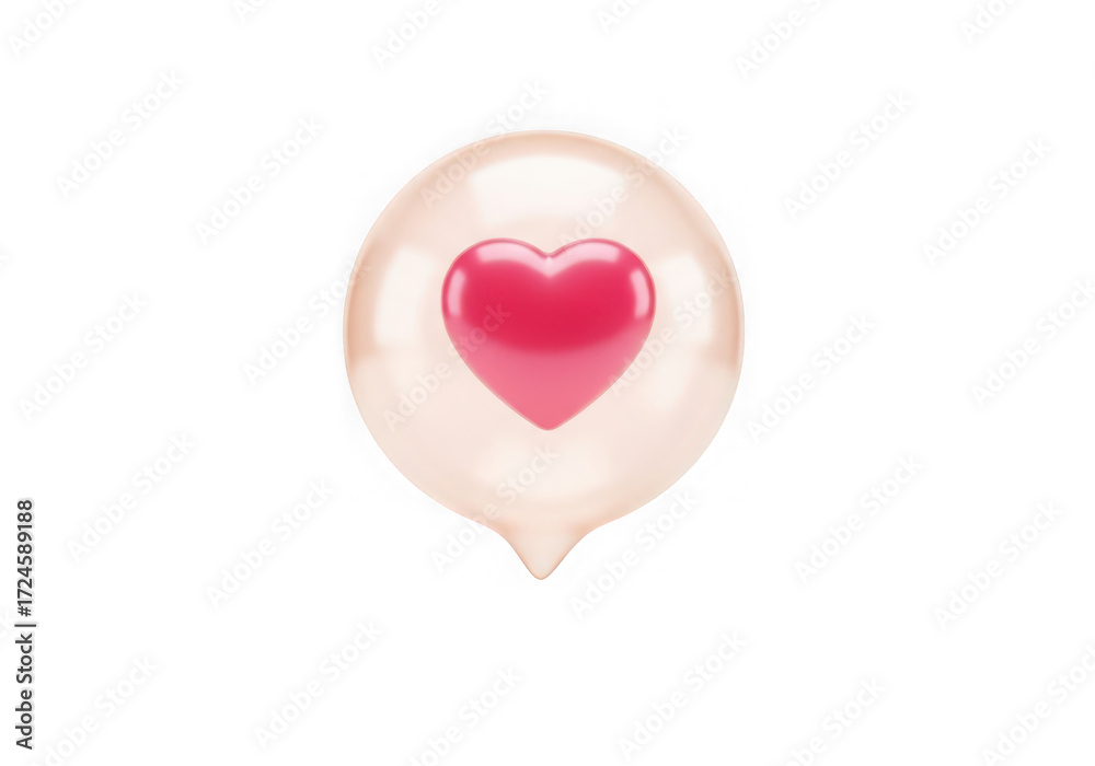 Fototapeta premium 3d icon of pink heart icon in a speech bubble isolated on transparent background