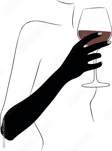 Elegant silhouette holding wine glass a sophisticated gesture of leisure and enjoyment.