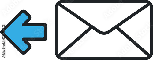 Email Back Arrow Icon Communication Concept.